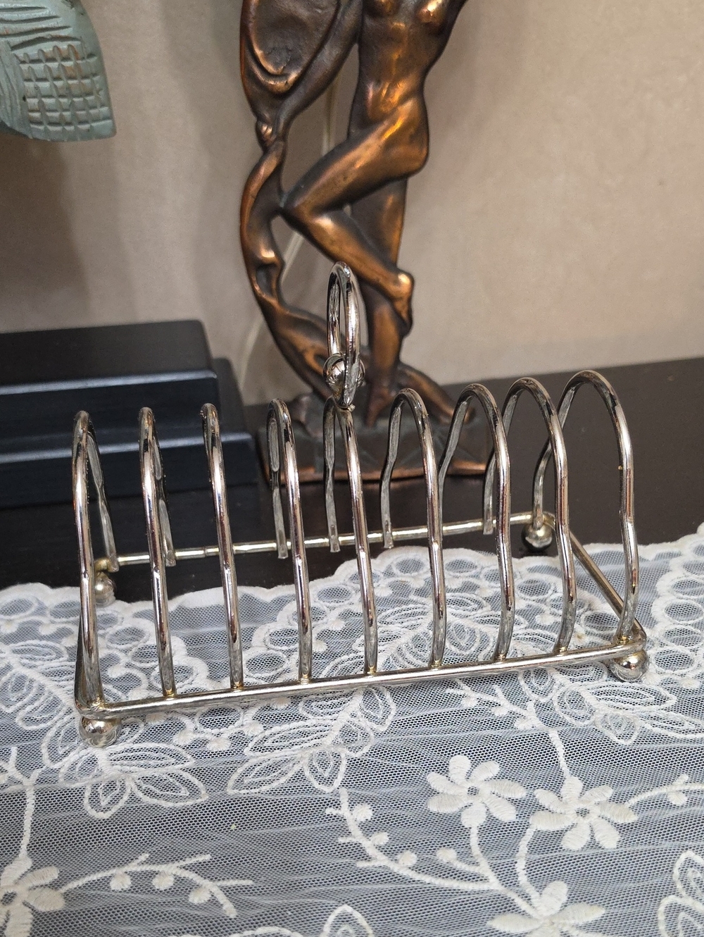 Vintage Silver Toast Rack - Polished Metal Kitchen Accessory